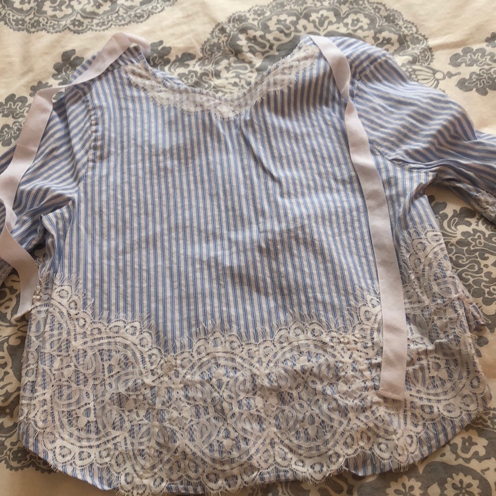 Zara blue and white fun top!